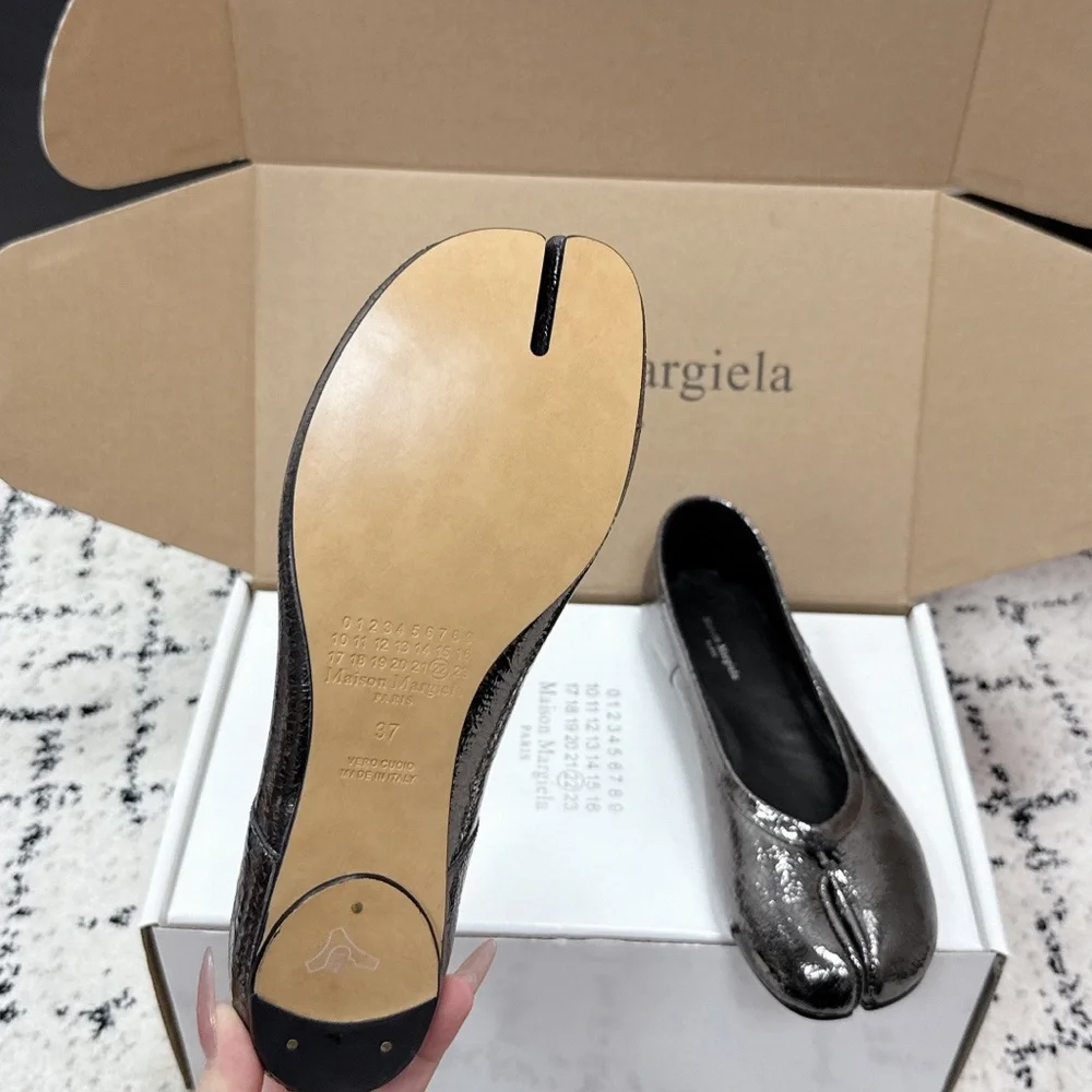 Maison Martin Margiela Metallic Bronze Tabi Leather Flats